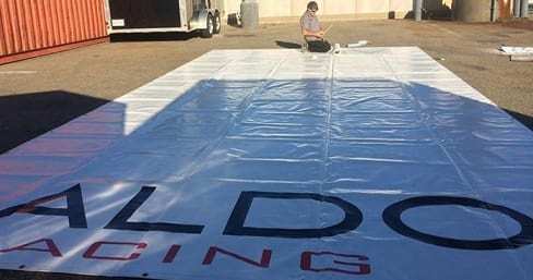 Logos can be added to tarps Logos can be added to tarps