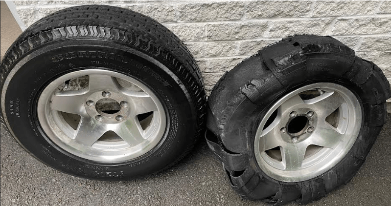 Left tire vs blown right tire Left tire vs blown right tire