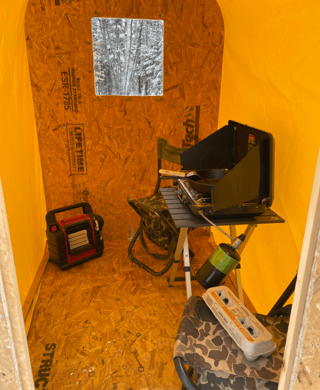 Ice fishing hut - inside Ice fishing hut - inside