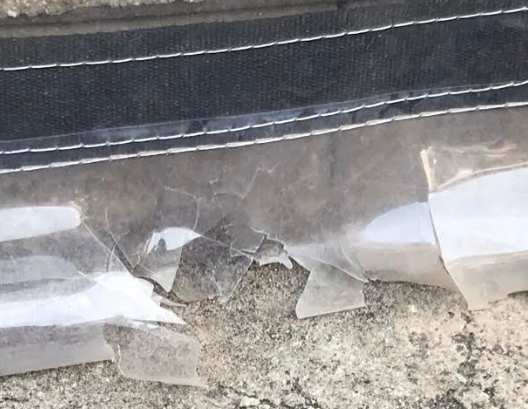 Tarp worn from dragging Tarp worn from dragging