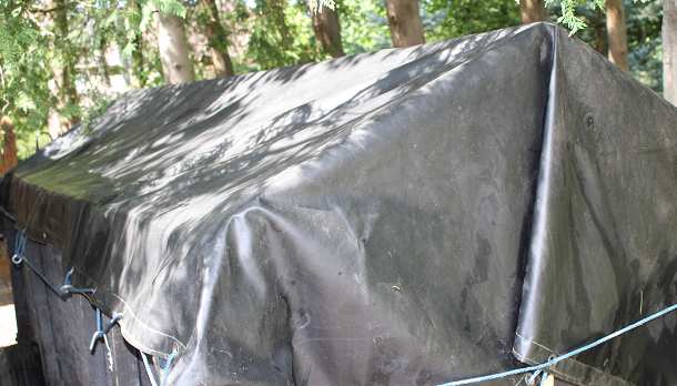 The tarp needs to be longer and wider to allow for raised center The tarp needs to be longer and wider to allow for raised center